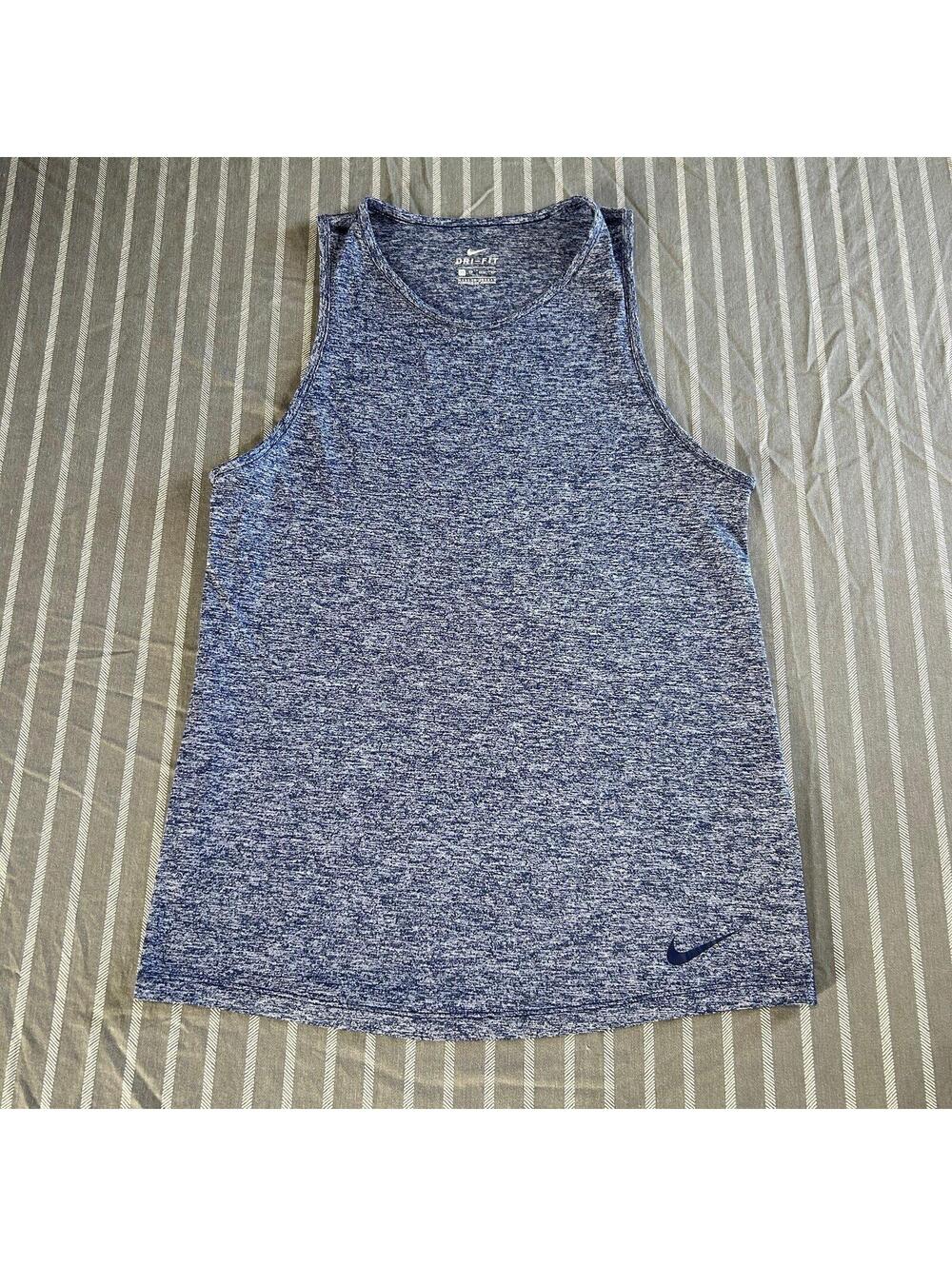 Nike Womens Tank Top Shirt XSmall Blue White Sleeveless Dri-Fit Stretch Swoosh - Picture 1 of 3